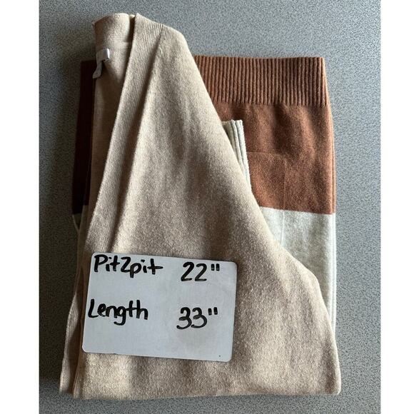 J Jill Sz Large Long Button Front Color Block Cardigan Sweater Neutral Lagenlook - Picture 6 of 8